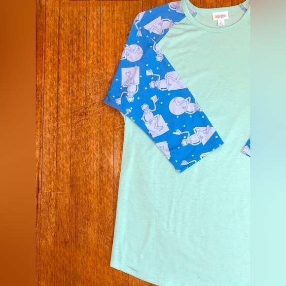 LuLaRoe XL Disney Randy Unisex Tee • Kermit the Frog • Raglan 3/4 Sleeves NWT - Picture 4 of 15
